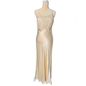 Dollar USA Shiny Lace Embroidered Sequin Sleeveless Satin Maxi Formal Dress